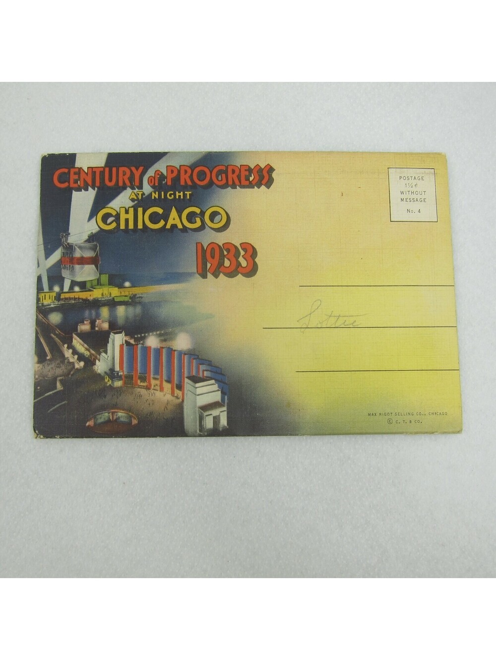 1933 Chicago World's Fair Century of Progress Night Foldout Linen Cards 18 Views